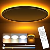 slochi LED Deckenleuchte, 36W 4200LM Deckenlampe Flach Dimmbar mit Fernbedienung, 1800K Nachtlicht Warm, 3000K-6500K, Ultra Dünn Schlafzimmer Lampe für Schlafzimme Wohnzimmer Kinderzimmer-Rund Weiss