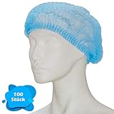 Klipphauben 52 cm in Blau | 100 Stück | Haarnetz Spinnvlies Einweghauben - luftdurchlässig & latexfrei | Ideal für Hygienebereiche