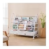 Bücherregal Aus Metall, Kinderbuch-Organizer, Platzsparendes Bücherschrank Für Kinder, Mit 4 Rollen, Um 360 Grad Drehbar, Ideal Für Kinderzimmer, Schlafzimmer, Wohnzimmer(90 * 30 * 90cm)