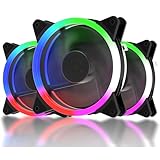 upHere gaming Computer Gehäuselüfter 120mm LED Silent Lüfter für Computer-Gehäuse, CPU-Kühler und Kühler Ultra-leise, Triple Pack bunten Gehäuselüfter,F03