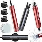 2-in-1 Auto Notfallhammer mit Gurtenschneider, 4 Stück Sicherheitshammer Set mit Federkraft-Tungstahlkopf, U-Form Klinge, Übungsglas und Klebebasis für Auto, Bus – Notfallwerkzeug Kit