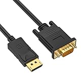 Omivine DisplayPort auf VGA Cable 1,8M, 1080P Gold-Plated DP auf VGA Cable, DP zu VGA Cable Compatible with Laptop, PC, Desktop, Monitor, Projector
