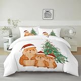Generisch Bettwäsche 155 x 220 cm Cartoon Minimalistisch Tier Biber Bettwäsche 3er Set Weich Gemütlich Wendebettwäsche für Jugendliche Kinder mit Reißverschluss und 2+ 80x80 cm Kissenbezug