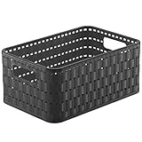 Rotho Country Aufbewahrungskiste 4l in Rattan-Optik, Kunststoff (PP) BPA-frei, anthrazit, A6+/4l (23.7 x 15.8 x 10.8 cm)