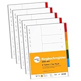 perfect line • Ordner-Register DIN-A4 aus Kunststoff (PP), 6 Taben (6-teilig), 5er Set, Trennblätter für Akten-Ordner, recycelbar, MADE IN GERMANY