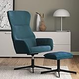 UTSRABFA Massagesessel Ohrensessel Massage Chair Liegesessel Relaxsessel mit Hocker Blau Samt Geeignet für Wohnzimmer, Schlafzimmer, Wohnungen, Arbeitszimmer