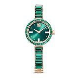 Swarovski Matrix Bangle Uhr, Schweizer Produktion, Kristallarmband, Grün, Champagne-vergoldetes Finish