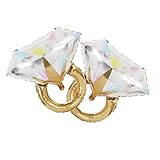 Catelves Diamantene Luftballons Hochzeit, 2 Stück Diamantring Folienballon Hochzeitsdeko, Großer Hochzeitsballons 65x60cm, Gold Diamantene Hochzeit Deko Ballons Brautdusche Jubiläum Verlobung