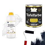 Creative Deco Set: Kreidefarbe Tafelfarbe Schwarz 1L + Grundierung Wand 1L | Für Wände, Möbel, Holz, Glas, Metall | Matt, Wasserbasiert, Ungiftig | Bessere Haftung, Fleckenschutz, Schnelltrocknend