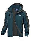 donhobo Herren Softshell Jacke Outdoor Funktionsjacke Freizeitjacke Leichte wasserdichte Winddichte Wandern Bergjacke Mantel mit Kapuze (Marine, M)