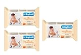 Babylove Pflegetücher - Öl-Lotionstücher mit Mandelöl, mit Salbei-Extrakt, ohne Alkohol - 3er Pack (3 x 80 Tücher) - Babylove