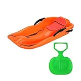 Zidao Kinder Rodelschlitten, Doppelsitzer Lenkbob Kunststoffrodel Schlitten Mit Rückenlehne Fusssack Schiebegriff Und Gurt Aus Aluminium,Orange