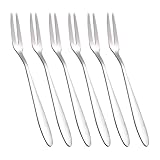 6 Stück Edelstahl Obstgabeln Kleine Metall Cocktailgabeln Salat Serviergabeln Käse Dessertgabeln Vorspeisen-Probiergabeln Silber Süße Gebäckgabeln für Zuhause Restaurant