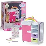 BABY born Regenbogenschrank, Puppenkleiderschrank, Aufbewahrung für Puppenkleidung mit leuchtendem Regenbogen und fröhlichen Sounds, 836040 Zapf Creation