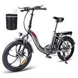 Fafrees F20 Ebike Klapprad 20 Zoll,Elektrofahrräder E Bike Herren Damen 250W 25km/h,City E-Bike 36V 16Ah Akku,Reichweite 130km,E-Fahrrad Faltbares 3.0 Fat Tire (Autokorb, Grau)