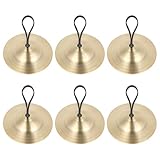 6 Stück Fingerzimbeln Mini Becken, Party Instrument Bauchtanz Finger Cymbal Messing Mini Brass Fingerzimbeln Mit Elastischen Band, Musikinstrument Zimbeln Kit für Tänzer Ball Party (3 Paar)