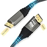mini hdmi auf hdmi,mini hdmi Kabel 2M 4K@60HZ 1080P Mini HDMI Nylongeflecht Kabel Unterstützt UHD,3D,HDR,ARC,mini hdmi auf hdmi Kompatibel mit Nikon D7100 Canon EOS RP/R,Raspberry Pi Zero/Zero W usw