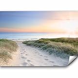 murando Fototapete Meer Strand 300x210 cm - Vlies Tapete - Moderne Wanddeko - Design Tapete - Wandtapete - Wand Dekoration – Sand See Himmel Sonnenuntergang Weg Natur Landschaft c-A-0043-a-a