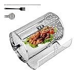 Drehbarer Grillkorb, Grillkorb für Gemüse, Drehkorb für BBQ, Drehbarer Gittergrillkorb, Edelstahl Grillkorb, BBQ Grillkorb mit Drehgriff, Drehbarer Kochkorb