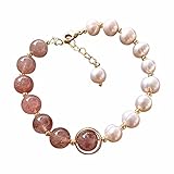 Süßwasserperle mit Erdbeer-Armband, modisches Design, Retro-Temperament, Schmuck-Set für Teenager und Mädchen, Einheitsgröße, Metall, Kein edelstein
