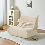 SUNFECILI Kaminsessel,Sitzsack Sofa Bodensofa,Bodenstuhl mit Rückenlehne, gemütliche Bodensofa-Couch, Sitzsack-Sofa ohne Armlehnen für Wohnzimmer und Schlafzimmer,Stil Kunstsofa (Beige)