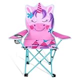 Halinuia Campingstuhl Kinder Einhorn Klappstuhl Faltstuhl Tragbar Picknickstuhl mit Getränkehalter für Picknick, Camping, Angeln, Outdoor