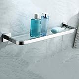 Modernes Badezimmer-Glasregal aus Chrom mit dickem 8 mm gehärtetem Glas, Wandmontage, rechteckiges Design (erhältlich in 50 cm und 70 cm)