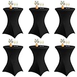 LYAFS 6er-Set Stretch Stehtisch Husse für Bistrotisch Ø 70-75 cm Elegante,Verstärkung im Fußbereich,Stretch-Husse Schwarz Hussen für Stehtische und Bistrotische（70×110cm,Schwarz