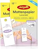 Aeroxon Mottenschutz Kleiderschrank 2x12 Mottenpapier - Effektiver Schutz gegen Kleidermotten, Textilschutz für bis zu 3 Monate, Lavendelduft, Mottenschutzpapier für Kleidung, Schrank & Textilien