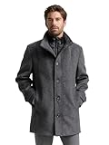 TOM TAILOR Herren Wollmantel mit Innenjacke 1032506, 30500 - Dark Grey Black Herringbone, L