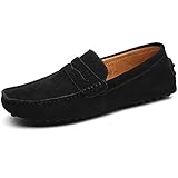 Jamron Herren Wildleder Penny Loafers Gemütlich Fahrende Schuhe Mokassin Slippers Schwarz 2088 UK9/EU43