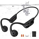 Kopfhörer Schwimmen, Knochenschall Kopfhörer Bluetooth 5.4, IPX8 Wasserdicht, 32G-Speicher Sport Kopfhörer , Unterwasser-Kopfhörer mit MP3-Player für Schwimmen, Open-Ear Kopfhörer für Schwimmen Laufen