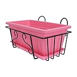 Milisten 1 Satz Gemüsetopf deckenkorb Hanging Basket Flowerpot anpflanztöpfchen Planter Halterungen für Decksgeländer Schienenpflanzer Blumentopf-Unterstützung hängender Pflanzentopf Rosa