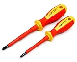 INGDAUM® VDE PZ Schraubendreher für Pozidriv/Kreuzschlitz-Schrauben, isoliert gegen 1000 V, für den professionellen Elektriker, Mechatroniker und Kältetechniker (PZ1 & PZ2)