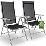 Casaria® Gartenstühle 2er Set Hochlehner Klappbar 8-Fach Verstellbar Camping Stuhl Aluminium Wetterfest Klappstuhl 120kg Belastbarkeit Garten Balkon