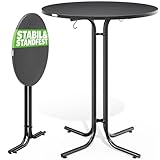 Casaria® Stehtisch Ø 80 cm Klappbar Rund Stabil Garten Hoch Holz pulverbeschichtet Metall Hochtisch Bistrotisch Partytisch Bartisch Biertisch Grau