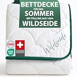 Welldora Sommerdecke 155x220 leicht | Füllung 100% kühlende Wildseide | Luftige Bettdecke für den Sommer | Oeko-Tex Zert. in der Schweiz | Fachärztl. geprüft für Allergiker | Luxuriöse Decke Kühldecke