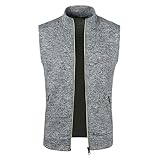 Generisch Männer Westen Für Herren, Ärmellose Fleeceweste Mit Stehkragen, Fleece, Winddicht & Wärmende Outdoor Gilet (3XL, Hellgrau)