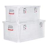 STIER Alubox Set, Aluminiumbox 50L und 85L, stapelbare Transportkisten, Staub- und spritzwasserresistent mit Gummidichtung, Alukiste mit Spannverschluss, zuverlässige geruchsneutrale Aufbewahrung