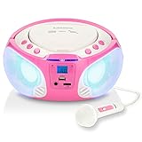 Lenco SCD-650 - Kinder CD-Player - CD-Radio - Karaoke Player - Stereoanlage - Boombox - CD/MP3 und USB Player - 2 x 2 W RMS-Leistung - Sing-A-Long Funktion - Mikrofon - Rosa