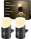 Lyridz Nachtlicht Steckdose mit Bewegungssensor Oberen und Unteren Beleuchtung Ultrahelles, 2 Stück Dimmbares Nachtlampe Warmweißes LED Nachtlicht mit 3 Modi für Schlafzimmer, Küche, Flur, 2700K