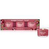 Yankee Candle Duftkerzen-Geschenkset | Votivkerzen mit Black Cherry | Soja-Wachs-Mix | 3 Teile|Kleine Kerze im Glas