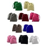 JPESYGFDK 20 Stück bunte Samt-Schmuckbeutel, 10 Farben, Geschenk Samtsäckchen, Schmuckbeutel mit Kordelzug, Mini Beutel, für Hochzeiten Partys Schmuck Gunsten Geschenktüten Weihnachten, 5 x 7 cm