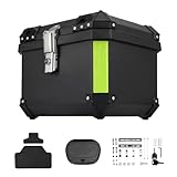 Top Case Motorrad, 45 l Aluminiumlegierung, robust und wasserdicht, Helmkoffer mit Sicherheitsschloss, Rückenlehne und Boden, Reisekoffer für die Aufbewahrung von Helm (schwarz)