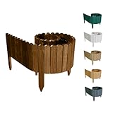 Floranica Rollborder Flexibler Holzzaun 200 x 40 cm Braun Kiefernholz Beeteinfassung Rasenkante imprägniert Gartenzaun aus Holz Dekozaun Umzäunung für Garten Rollzaun