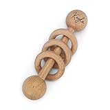 Baby HOLZ Stab Rassel mit Lasergravur - Greifling personalisiert mit Namen | Mädchen & Jungen Montessori Lernspielzeug als Geschenk zur Geburt, Taufe