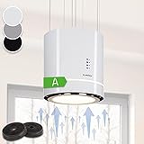 Klarstein Tron Ambience Inselhaube - Dunstabzugshaube Freih?gend, Kronleuchter-Kochinsel, Inselhaube mit Umluft, Dunstabzugshaube zur Deckenmontage, Aktivkohlefilter, 38 cm, Wei