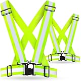 AVANA Reflektorweste Reflektierende Sicherheitsweste Einstellbar Warnweste Leicht Hohe Sichtbarkeit Joggen Fahrrad Laufen Motorrad für Erwachsene & Jugendliche 2er-Set