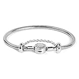 GNOCE Edelstahl Charm Armband Verblasst nicht Einzigartiger Metall Schlangenkette Bettelarmband für Damen Herren Basis Armband mit Sicherheitskette (Rostfreier Stahl, 20)