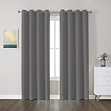 CUCRAF Verdunklungsvorhänge Thermovorhang Kälteschutz 2er Set H225 x B140 cm Gardinen mit Ösen Grau Vorhang Blickdicht, Weich und Langlebig Schallschutz Vorhang für Schlafzimmer Wohnzimmer